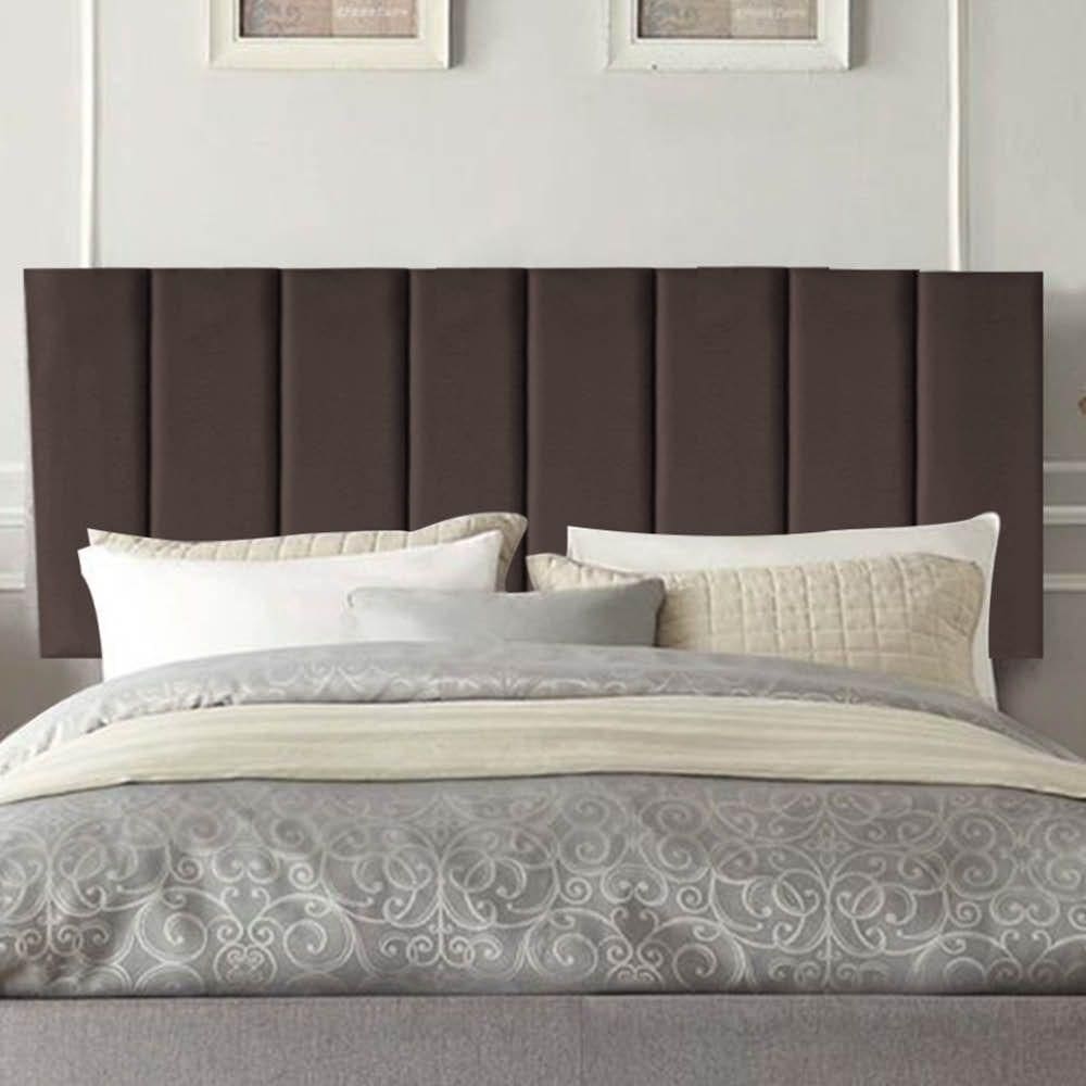 Painel Estofada Carla 100cm Solteiro Para Cama Box Quarto Suede Marrom