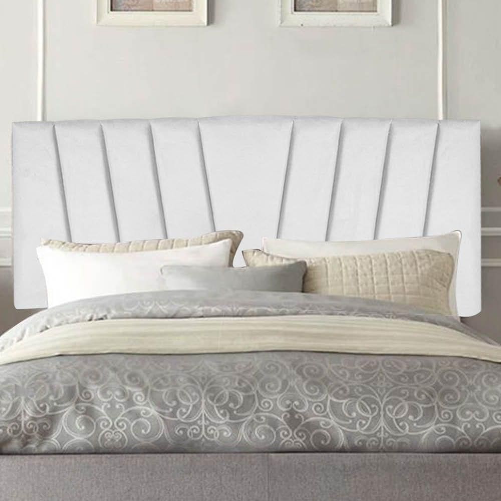 Painel Estofada Bélgica 90cm Solteiro Para Cama Box Quarto Suede Branco