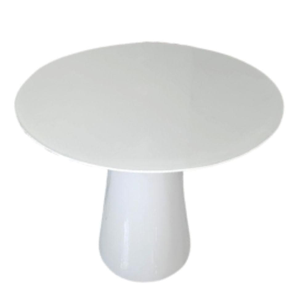 Mesa De Jantar Cone 90 Cm Tampo De Vidro Laca Branca Cor Branco