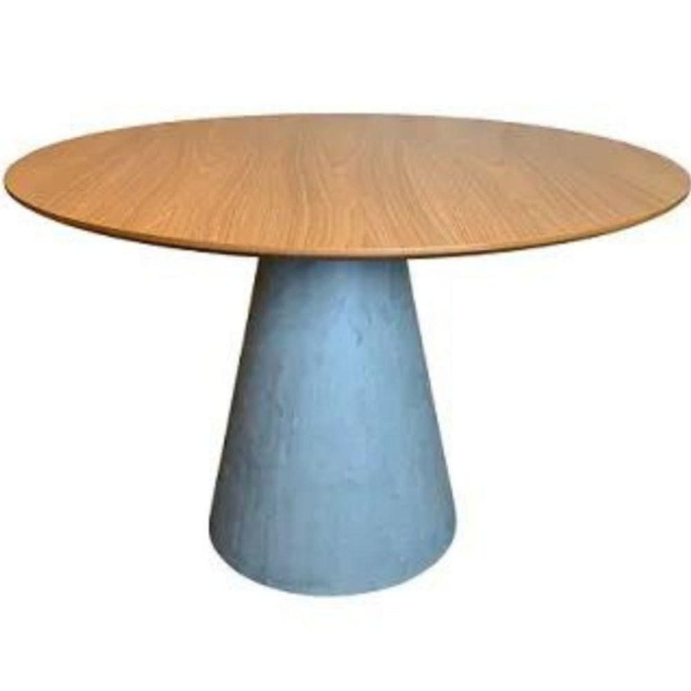 Mesa De Jantar Cone Cimento Queimado 140 Cm Tampo Freijó