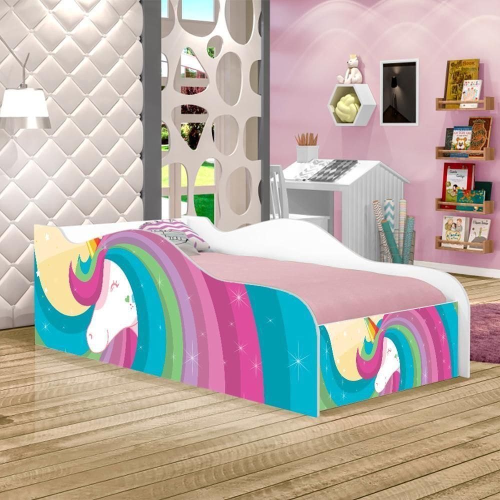 Cama Fun Unicórnio Arco íris Solteiro