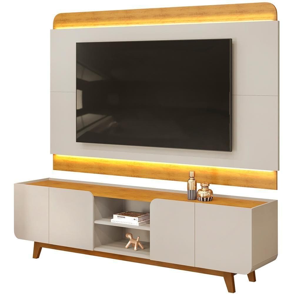 Rack Para Sala Com Painel Para Tv 75 Pol Led Cine D05 Bali Cedro