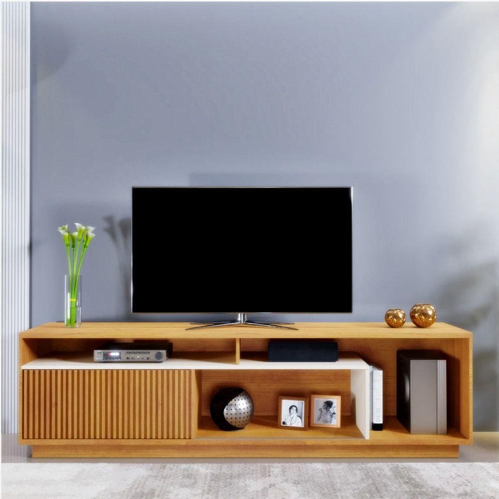 Rack Granada Para Tv Até 75" Mavaular Naturalle/Off White