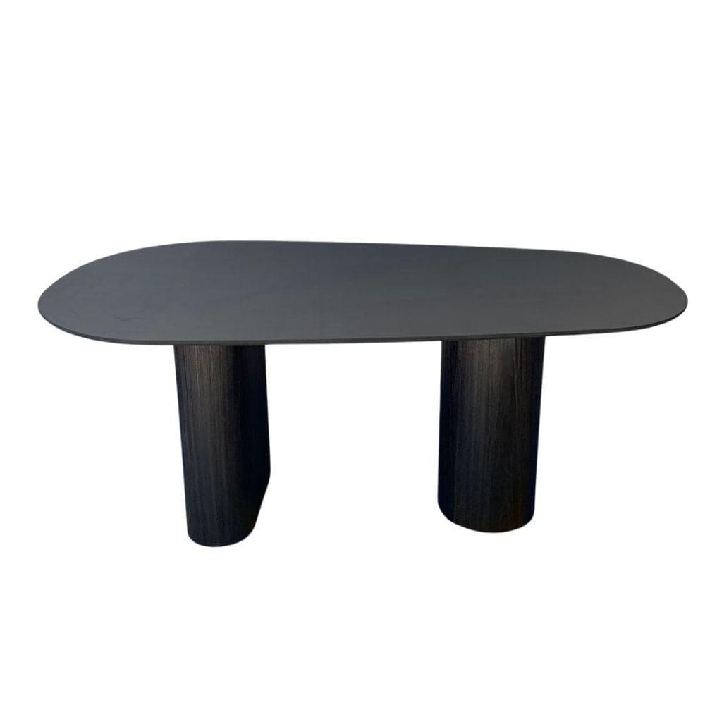Mesa De Jantar Orgânica 160x90cm Com Duas Bases Cor ébanoo