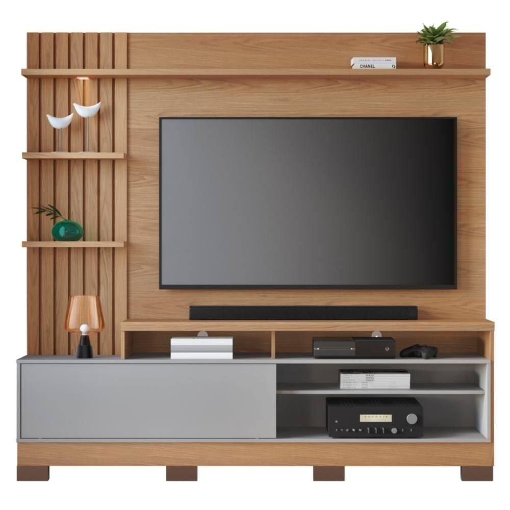 Home Frisado Tvs 65 E 8 Pés Lece Freijó Cinza Fosco