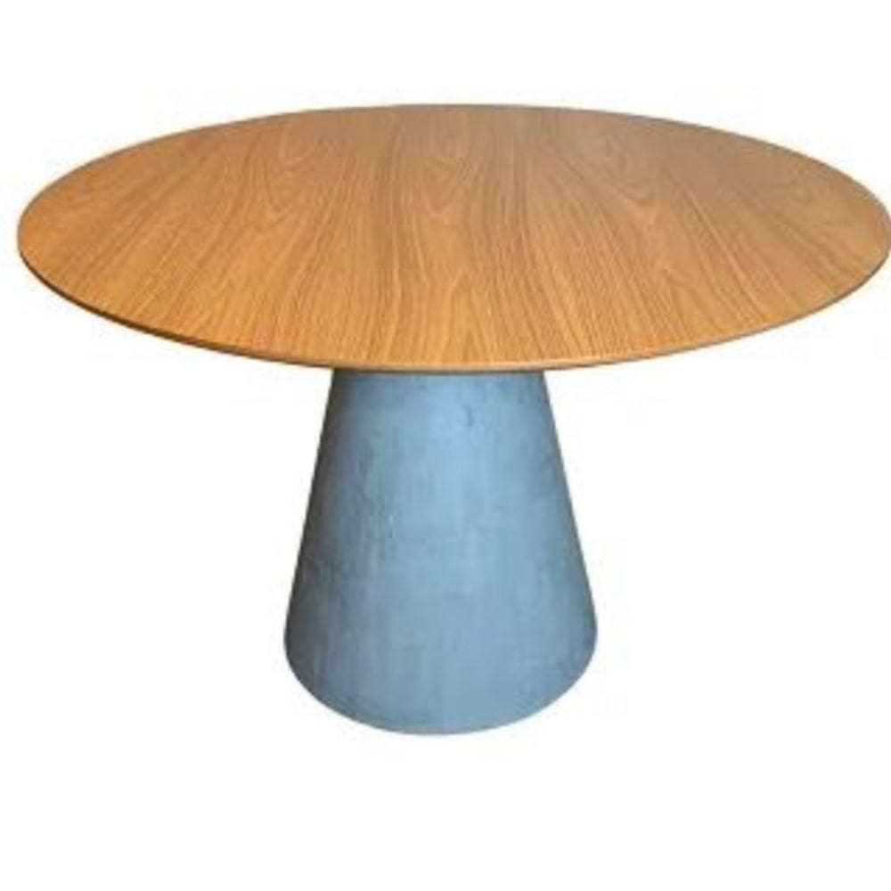 Mesa De Jantar Cone Cimento Queimado 160 Cm Tampo Freijó