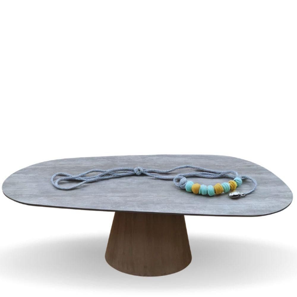 Mesa Cone Organica 220x120cm Cimento Queimado