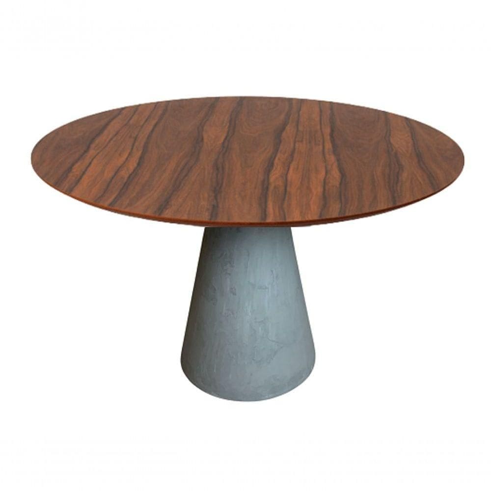 Mesa De Jantar Cone Cimento Rústico 160 Cm Tampo Pau Ferro Cor Marrom