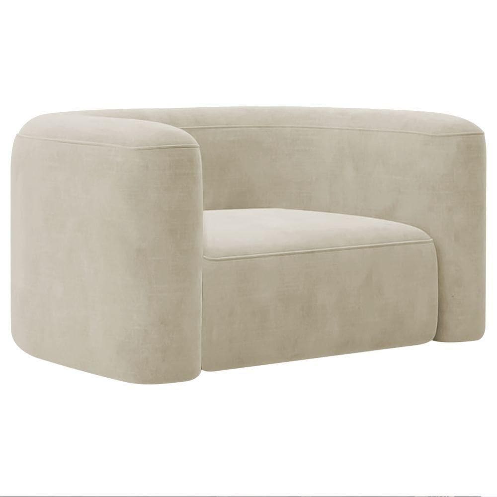 Poltrona Decorativa Sala De Estar Recepção Melina Bouclé Doce Sonho Moveis Cor Bege