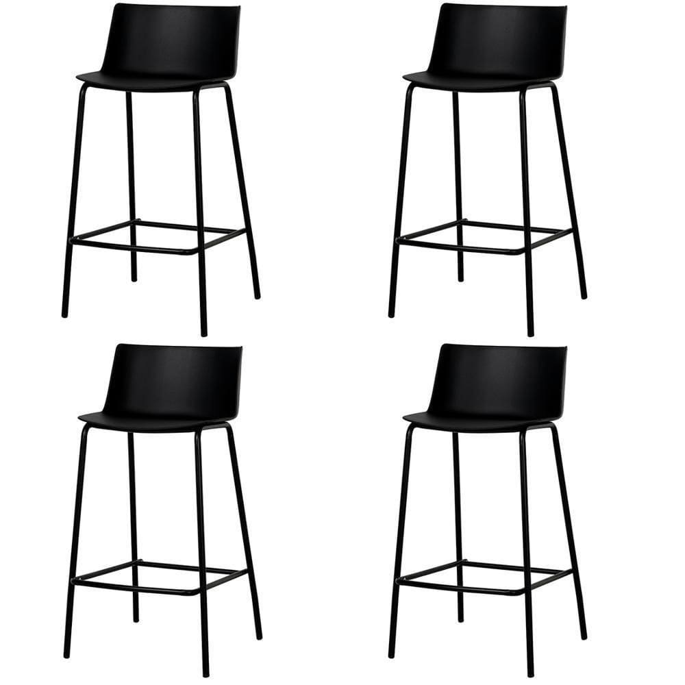 Kit 4 Banquetas Ipanema Média Fratini 86,50 Cm (altura) Em Poliuretano (pu) Base Em Aço Preto