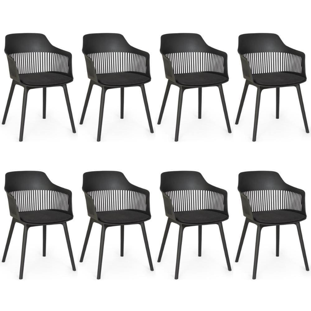 Kit 8 Cadeiras De Jantar Estofada Marcela - Preto