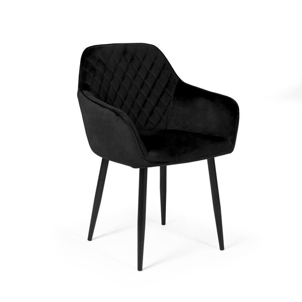 Cadeira Estofada Veludo Base Metal Barcelona - Preta