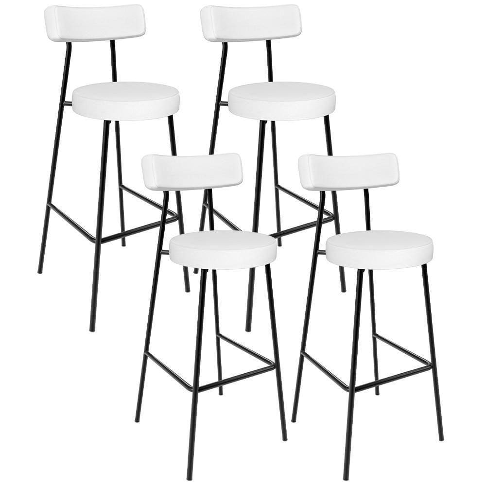 Kit 04 Banquetas Altas Bar Cozinha Sala De Jantar Estrutura Em Aço Milão L02 Facto Branco - Lyam Decor