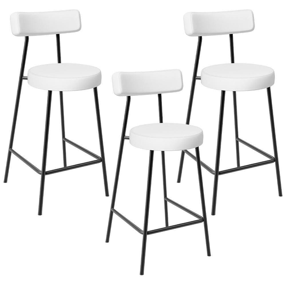 Kit 03 Banquetas Baixas Para Cozinha Sala De Jantar Bar Bancada Milão L02 Facto Branco-LyamDecor