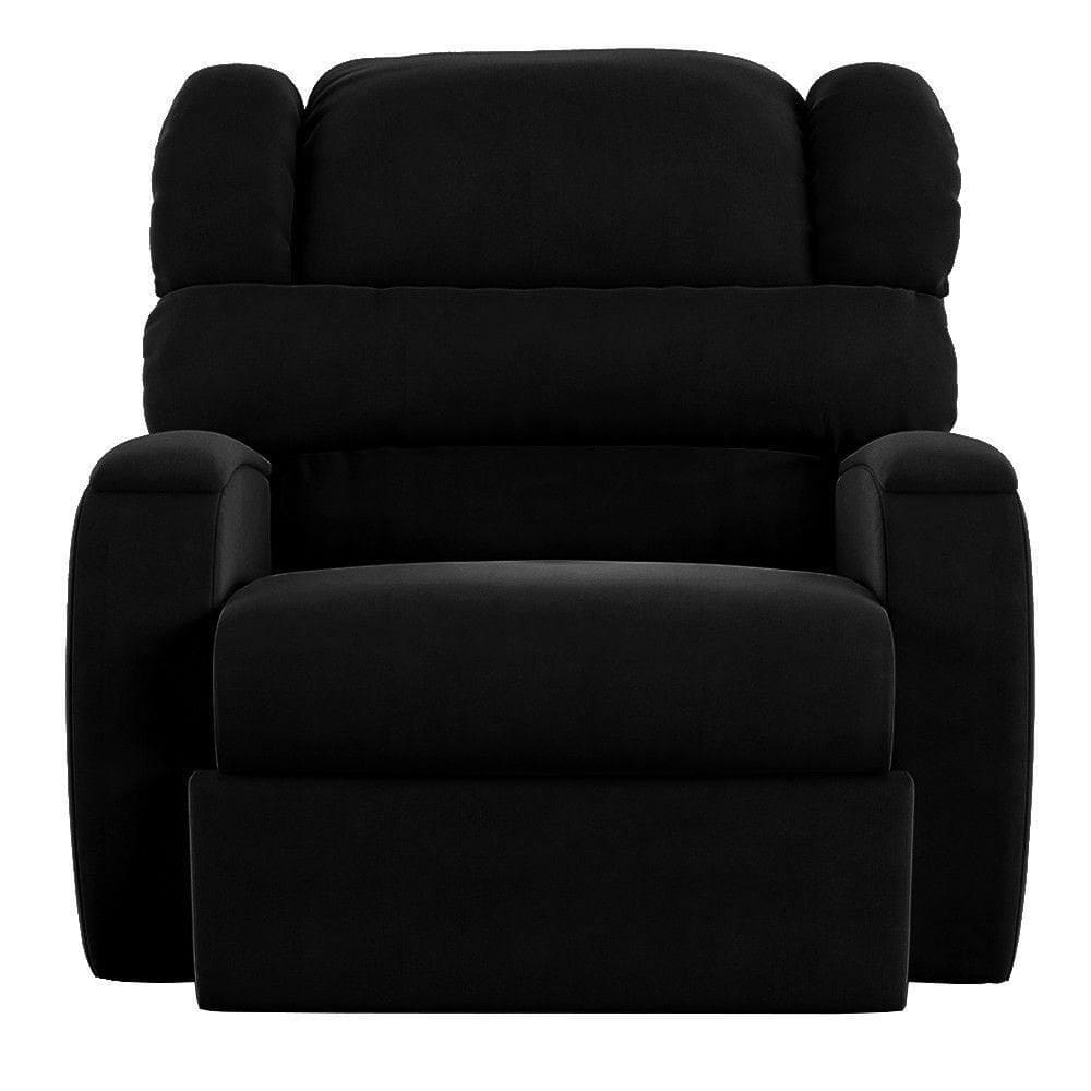 Poltrona Do Papai Reclinável Kalie Manual Gatilho Fh9 Veludo Preto - Mpozenato