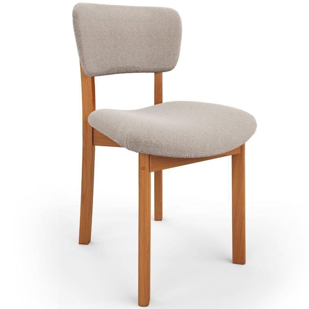 Cadeira Para Sala De Jantar Cozinha Living Estofada Dara L02 Bouclê Creme