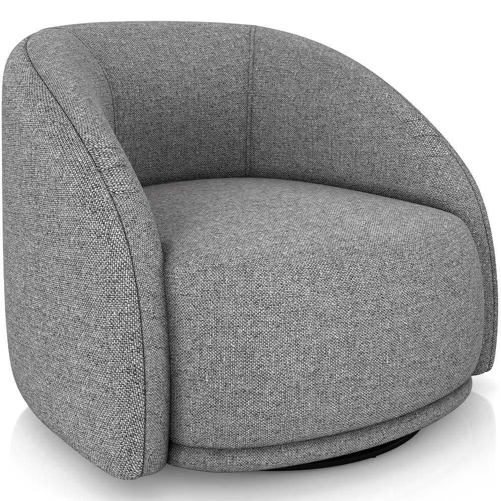 Poltrona Decorativa Giratória Angelina M03 Linho Cinza Escuro - Lyam Decor