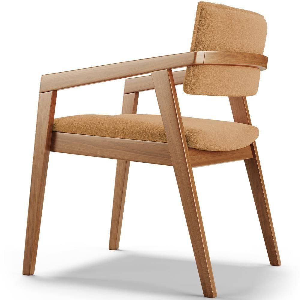 Cadeira Para Sala De Jantar Estar Living Giorgia B04 Bouclê Mostarda - Lyam Decor