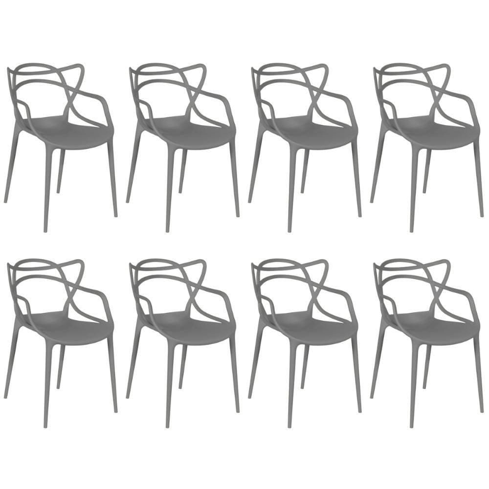 Kit 8 Cadeiras Allegra - Cinza Escuro