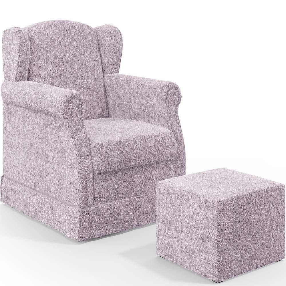 Poltrona E Puff Elisa P02 Bouclê Rosê