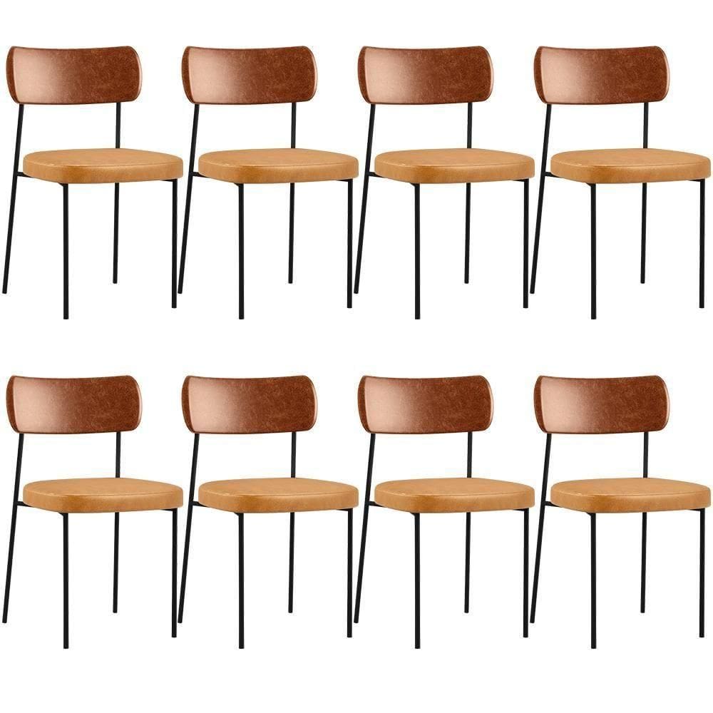 Kit 08 Cadeira Para Sala De Jantar Melina L02 Camel Whisky