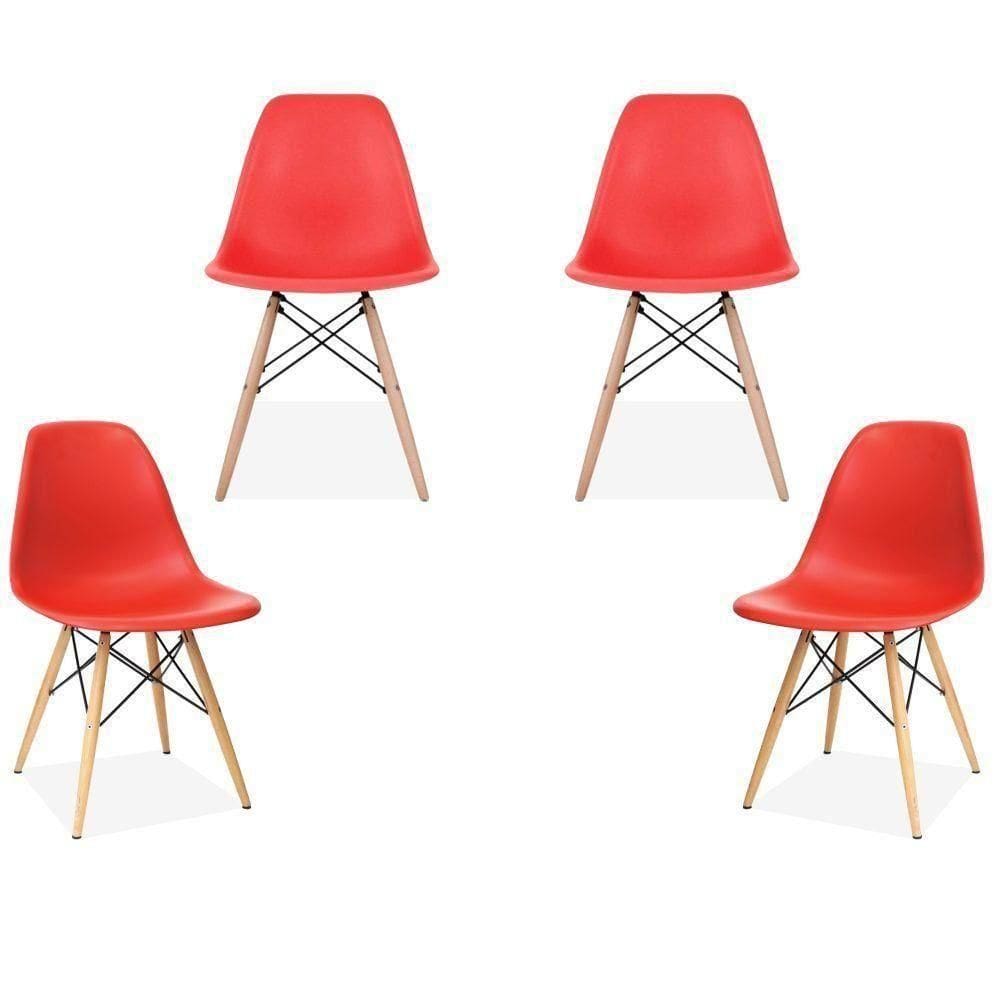 Kit 04 Cadeiras Eiffel Charles Eames F03 Vermelho