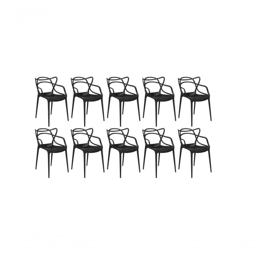 Conjunto Com 10 Cadeira Allegra 100% Polipropileno Preta