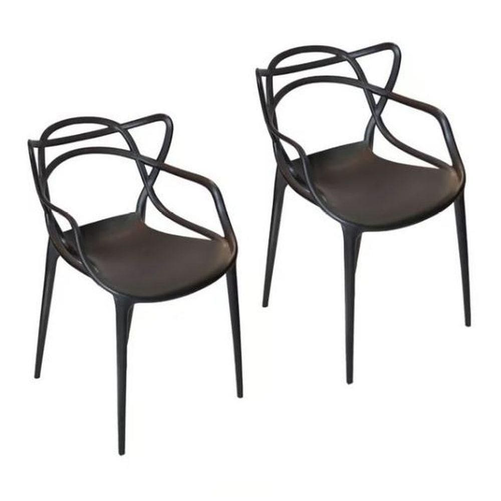 Conjunto Com 2 Cadeira Masters 100% Polipropileno Preta