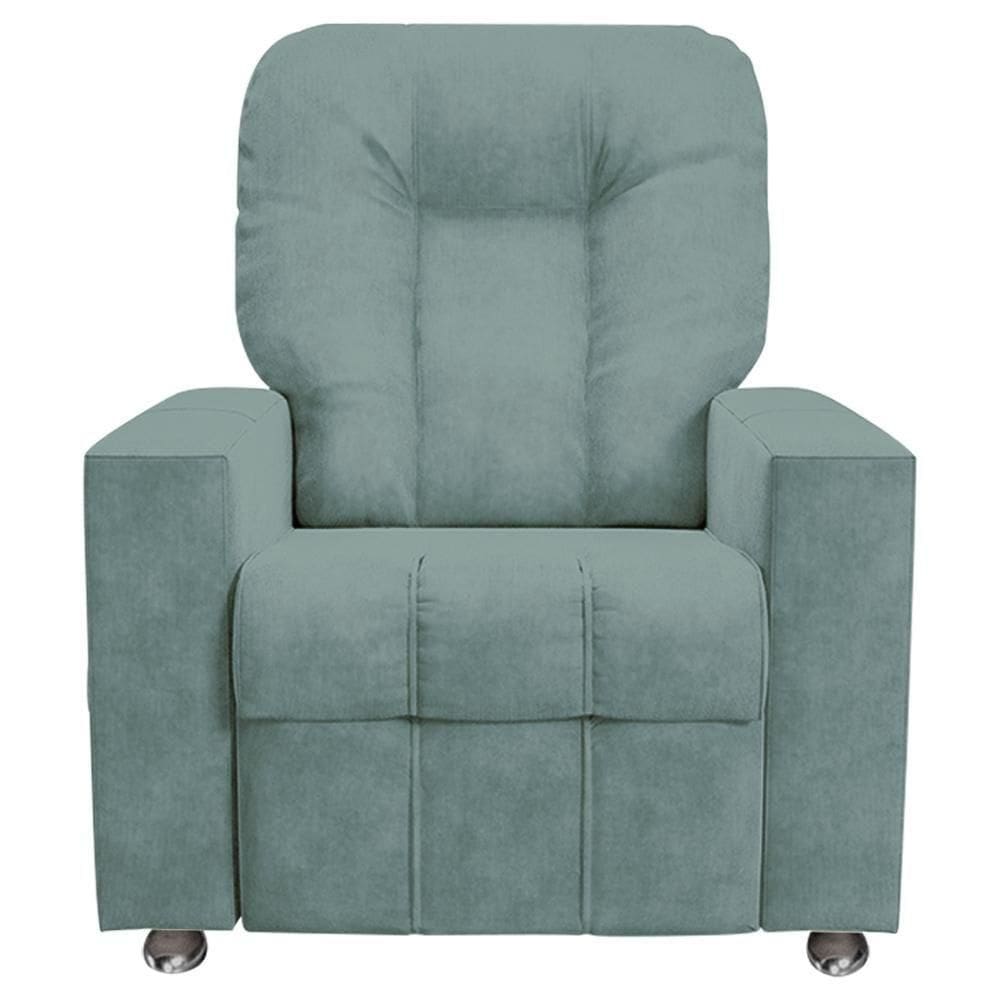 Poltrona Do Papai Reclinável Romeo F05 Veludo Azul Claro