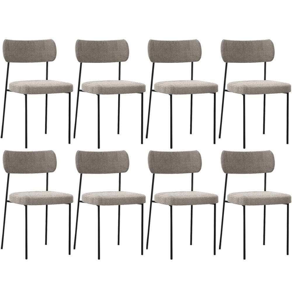 Kit 08 Cadeiras Estofadas Para Sala De Jantar Bouclê Bege