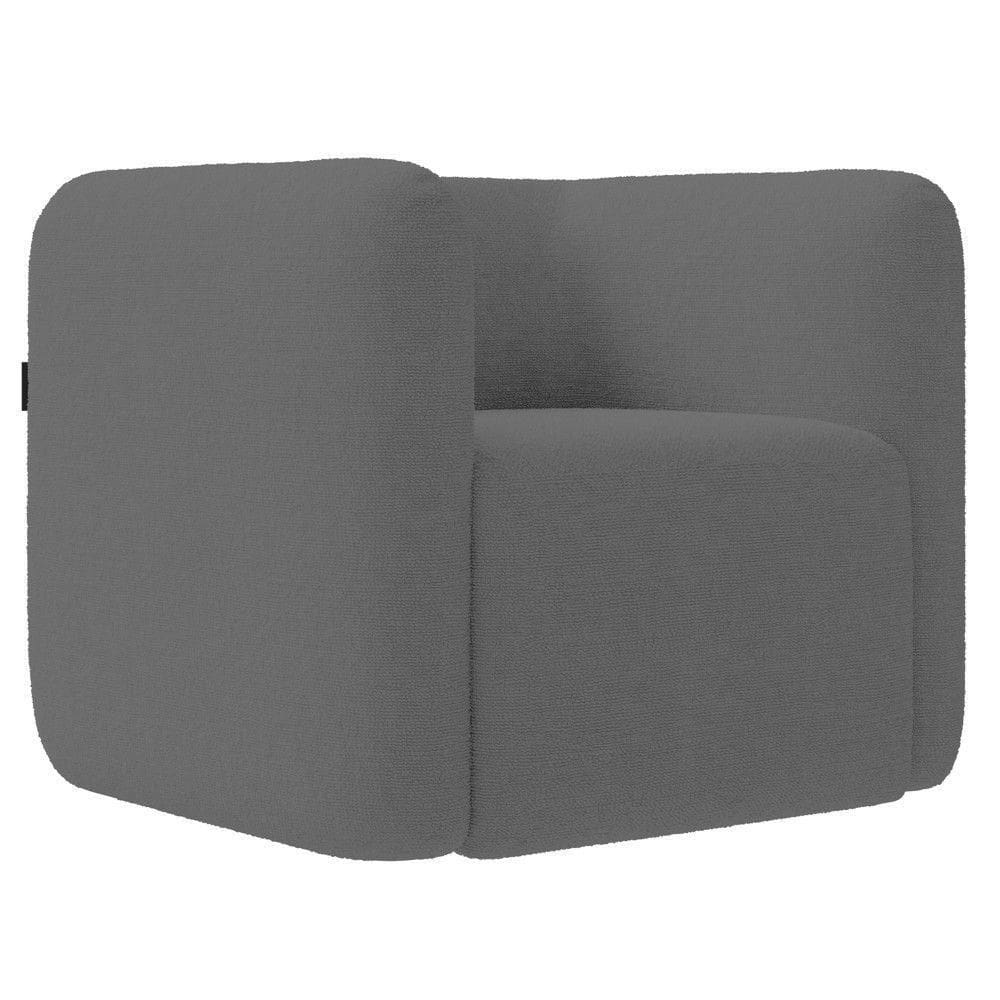 Poltrona Para Sala De Estar Decorativa Quadrada Maggie K04 Bouclê Cinza - Mpozenato
