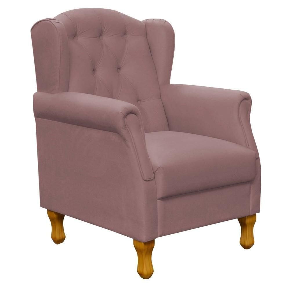 Poltrona Decorativa Para Sala De Estar Yara P02 Suede Rosê