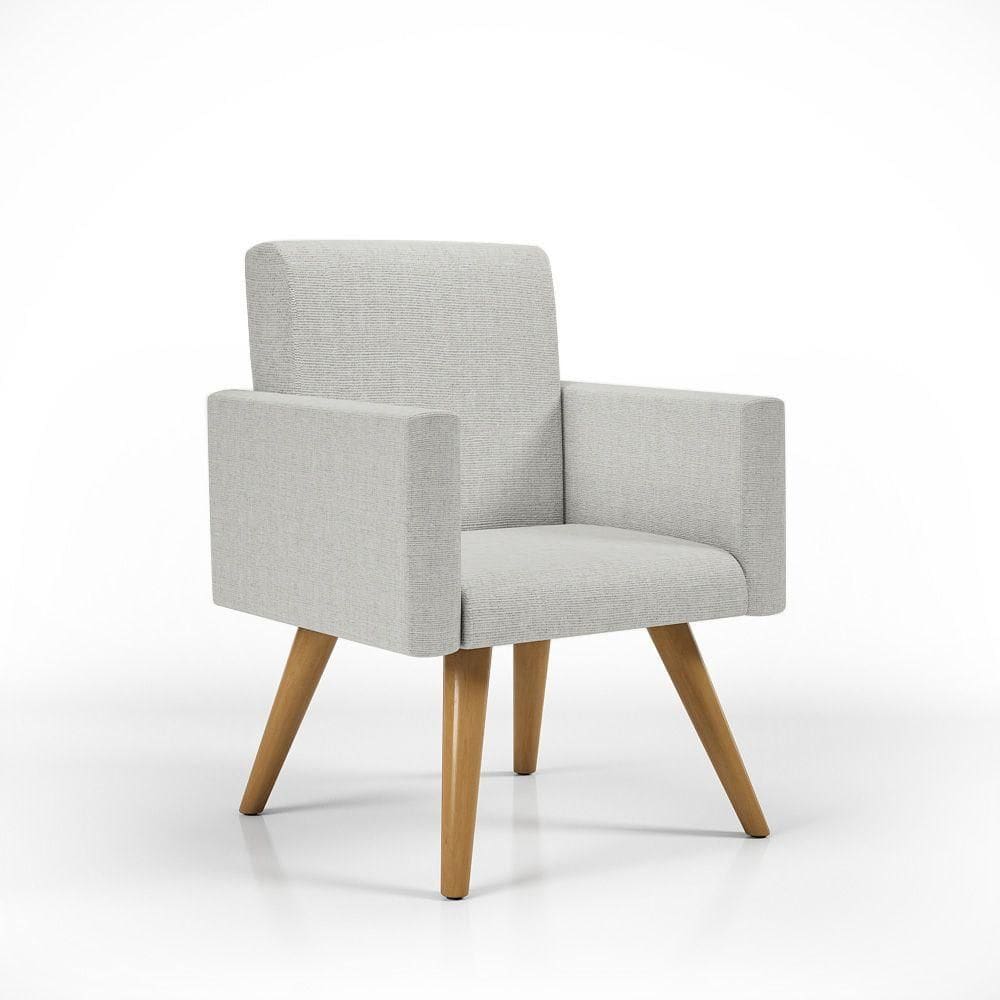 Poltrona Nina - Cadeira Escritório Linho linho Cinza Claro