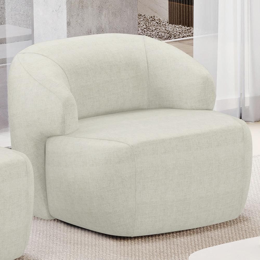 Poltrona Decorativa Fixa Orgânica Living Barolo L06 Linho Cru