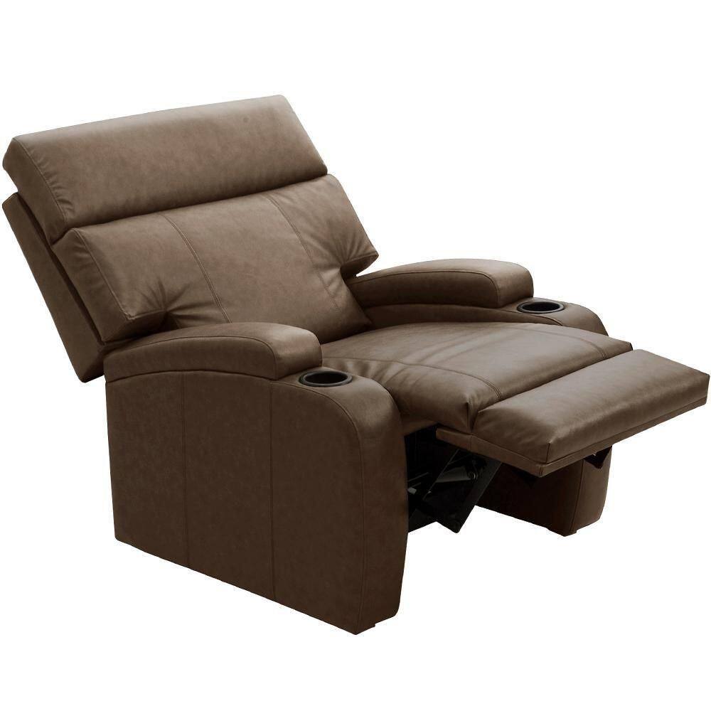Poltrona Do Papai Fixa Sala De Estar Kim T03 Couro Soft Marrom - Lyam Decor