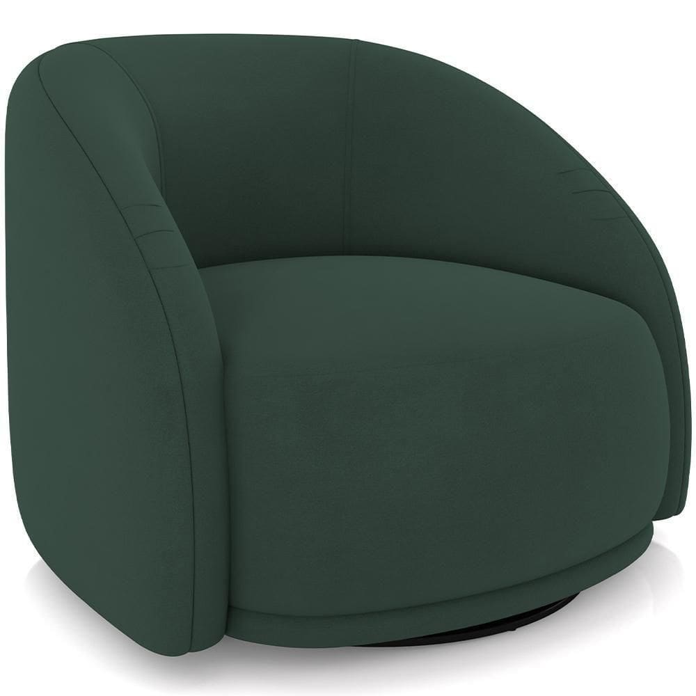 Poltrona Decorativa Giratória Angelina M03 Veludo Verde Musgo - Lyam Decor