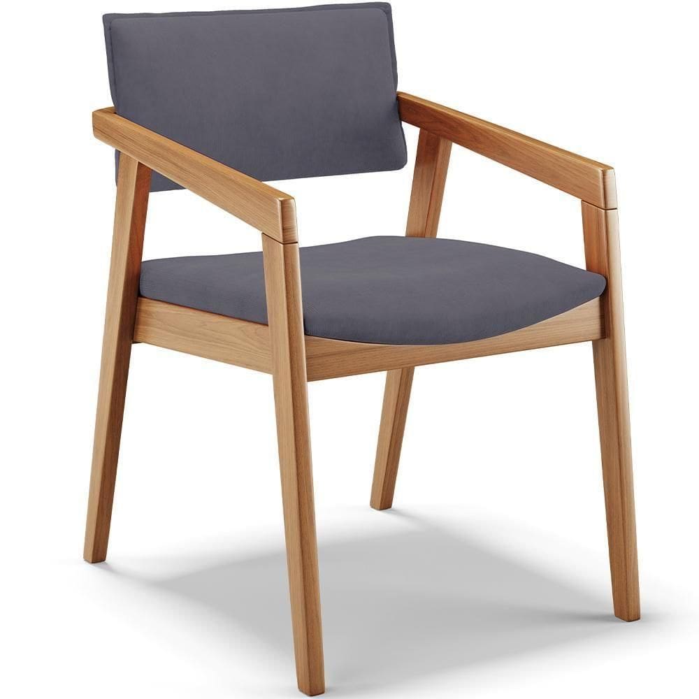 Cadeira Para Sala De Jantar Estar Living Giorgia B04 Suede Cinza - Lyam Decor