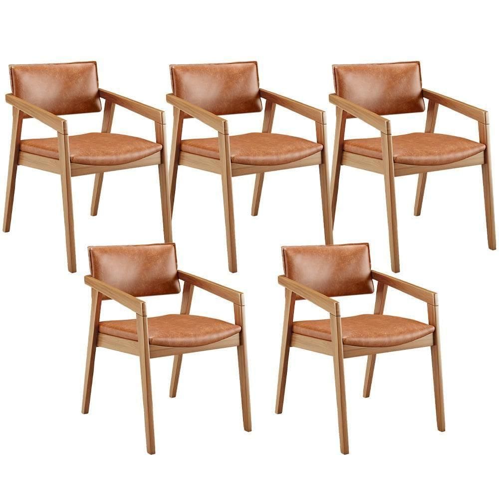 Kit 05 Cadeiras Para Sala De Jantar Estar Living Giorgia B04 Couríssimo Camel