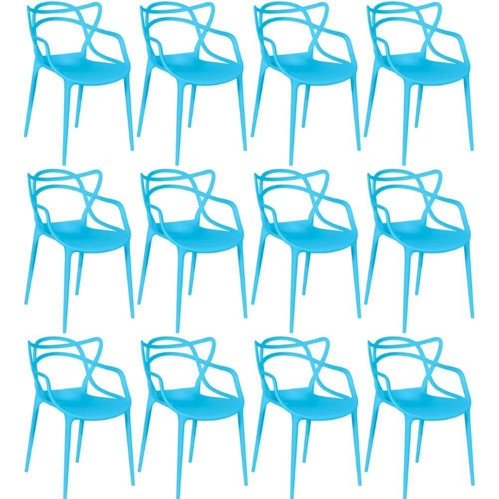 Kit 12 Cadeiras Allegra Empilhável Com Inmetro Magazine Decor - Azul