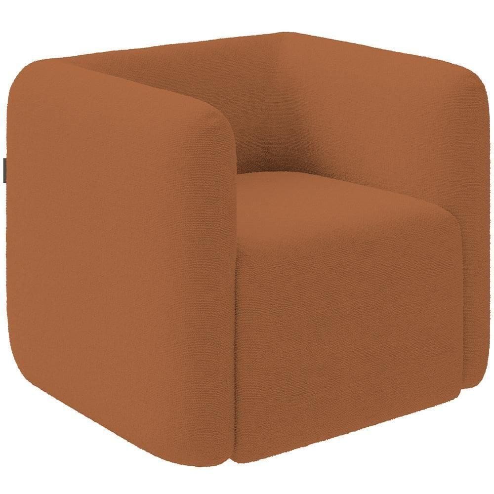 Poltrona Decorativa Para Sala De Estar Fixa Living Peônia K01 Bouclê Mostarda