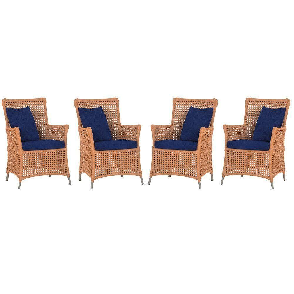 4 Poltronas Igapó Alumínio Pintura Fendi Corda Náutica E10 Terra Cota
