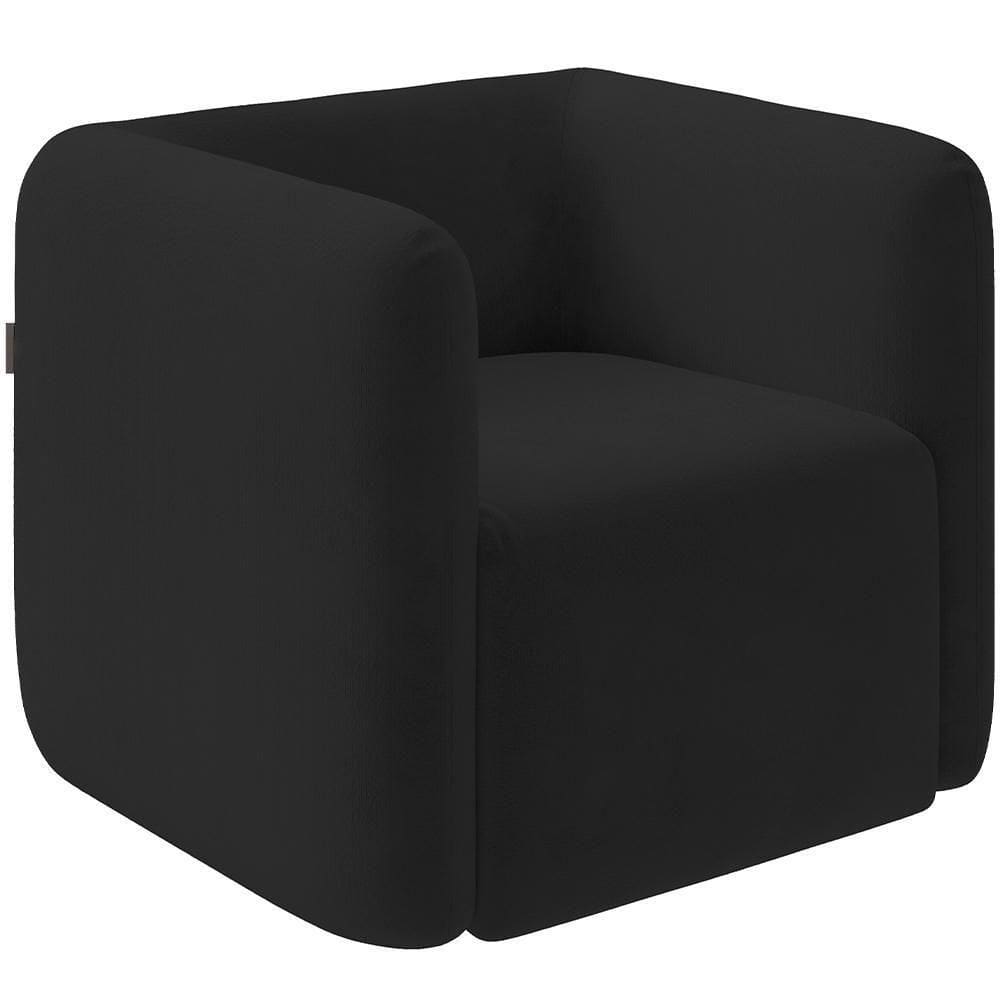 Poltrona Decorativa Para Sala De Estar Fixa Living Peônia K01 Veludo Preto