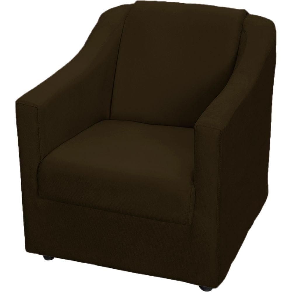 Poltrona Decorativa Mila Pé De Plástico Cromado - Marrom Suede