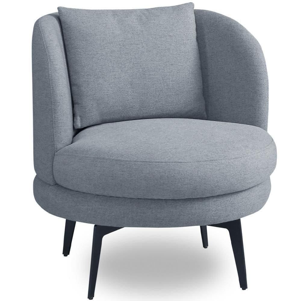 Poltrona Giratória Orgânica Sala De Estar Living Dora T03 Linho Cinza - Lyam Decor