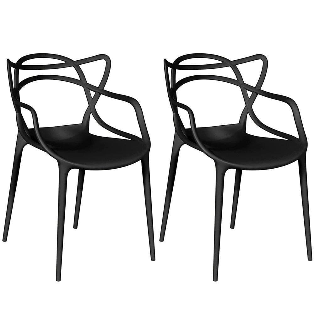 Kit 2 Cadeiras De Jantar Allegra Prática Empilhável - Preto