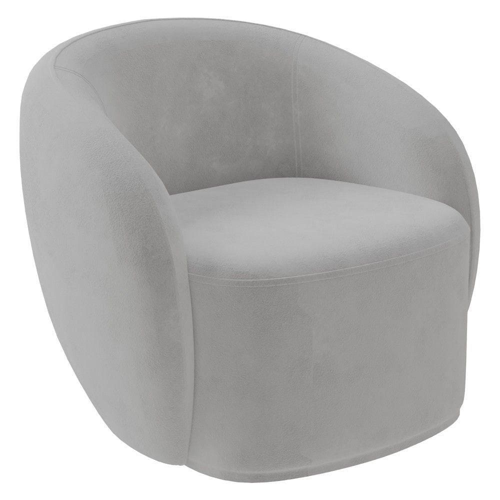 Poltrona Para Sala De Estar Orgânica Kit Com 2 Garbin K04 Veludo Cinza - Mpozenato