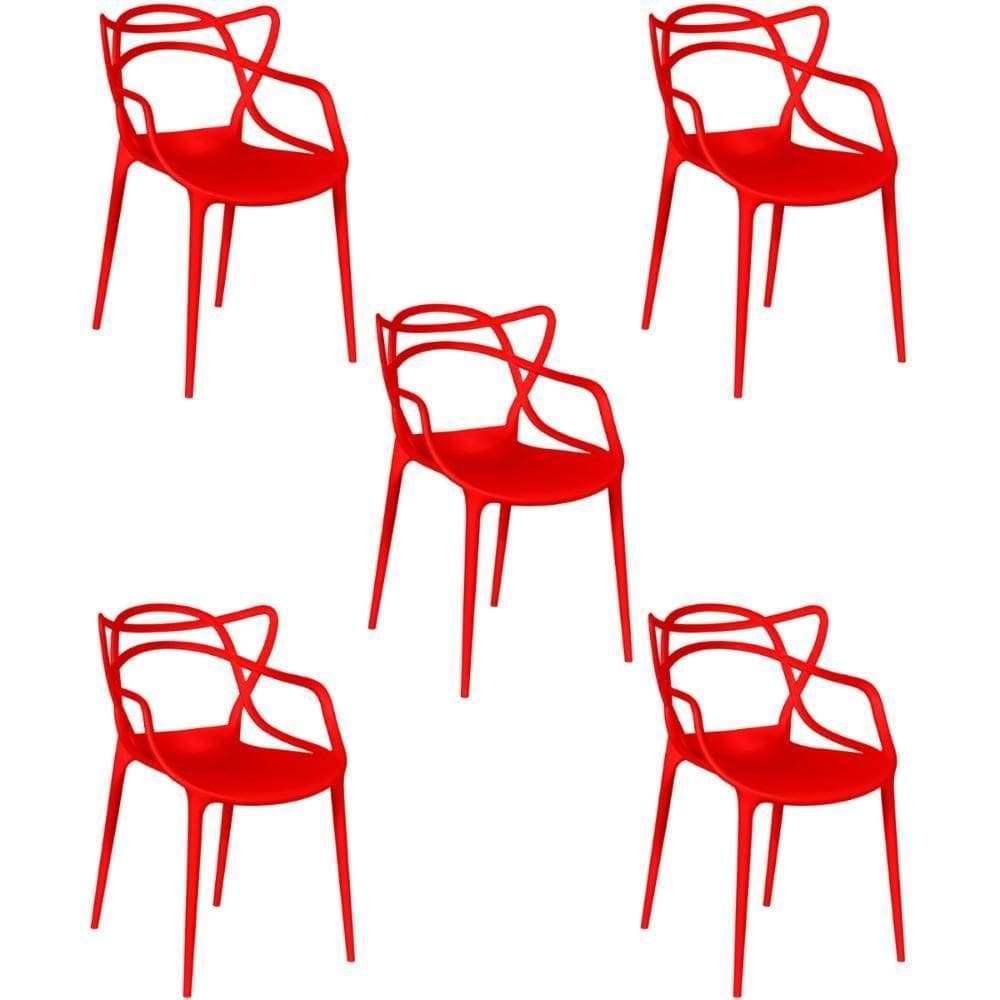 Kit 5 Cadeiras Allegra Empilhável Com Inmetro Magazine Decor - Vermelho