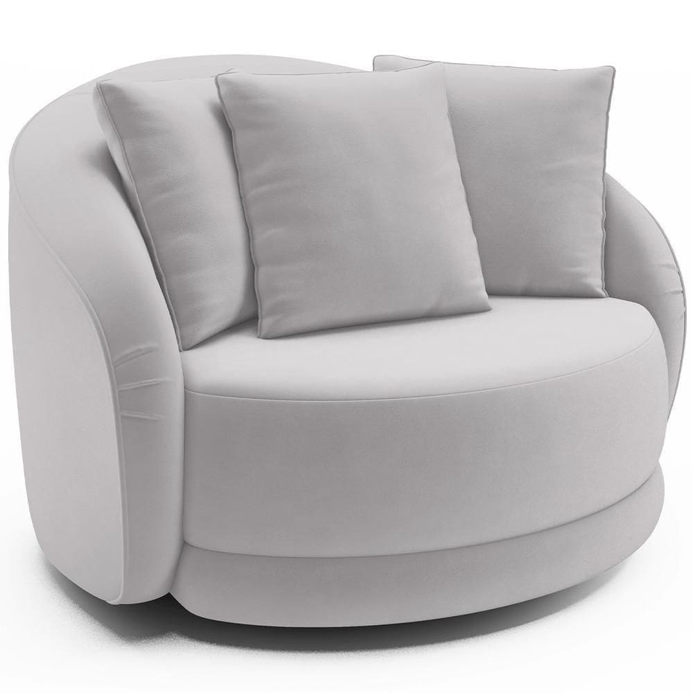 Poltrona Decorativa Base Giratória Witta M03 Veludo Cinza - Lyam Decor