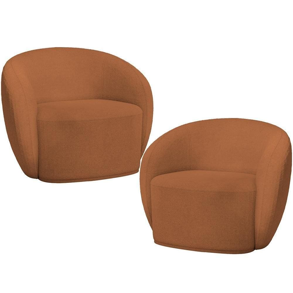 Kit 02 Poltronas Decorativas Para Sala De Estar Living Gliese K01 Bouclê Mostarda