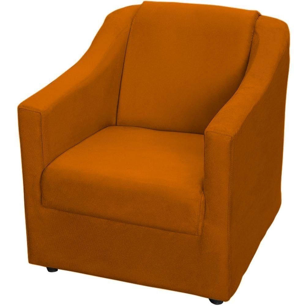 Poltrona Decorativa Mila Pé De Plástico Cromado - Terracota Suede